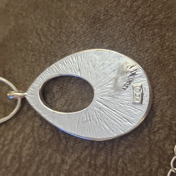 VTG KENNETH COLE Abalone Rhinestone Teardrop Pendant Snake Chain Necklace - Picture 3 of 5